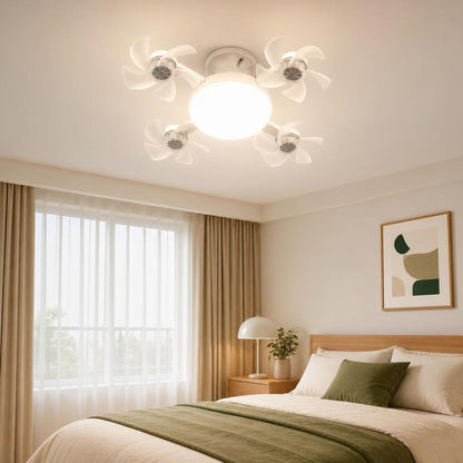 AeroLight installed on a bedroom ceiling, turned on
